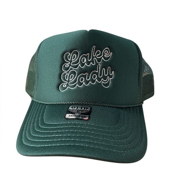 Lake Lady  Foam Trucker Snapback Hat DARK GREEN - Picture 1 of 7